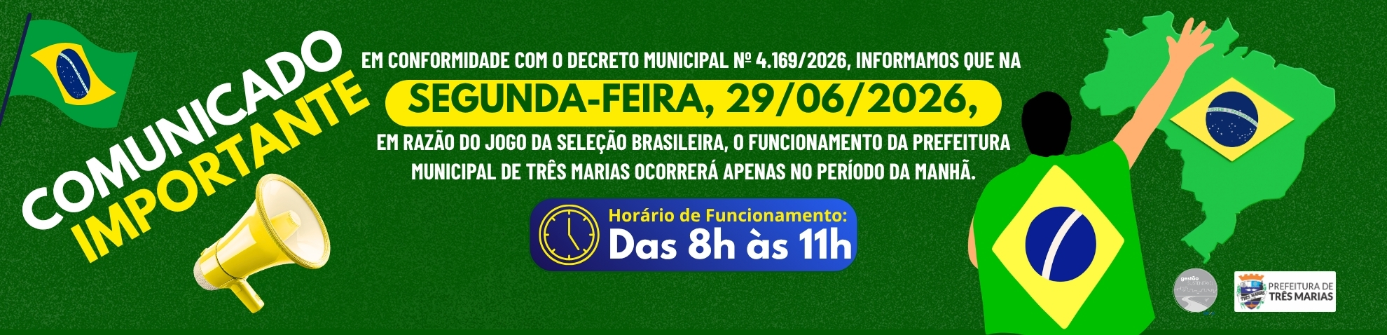 Comunicado - COPA DO MUNDO - HORÁRIO DE FUNCIONAMENTO 29/06
